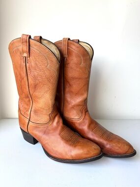 Tony Lama Men’s Vintage Tan Brown Western Cowboy Boots style 5084 Sz 14 D